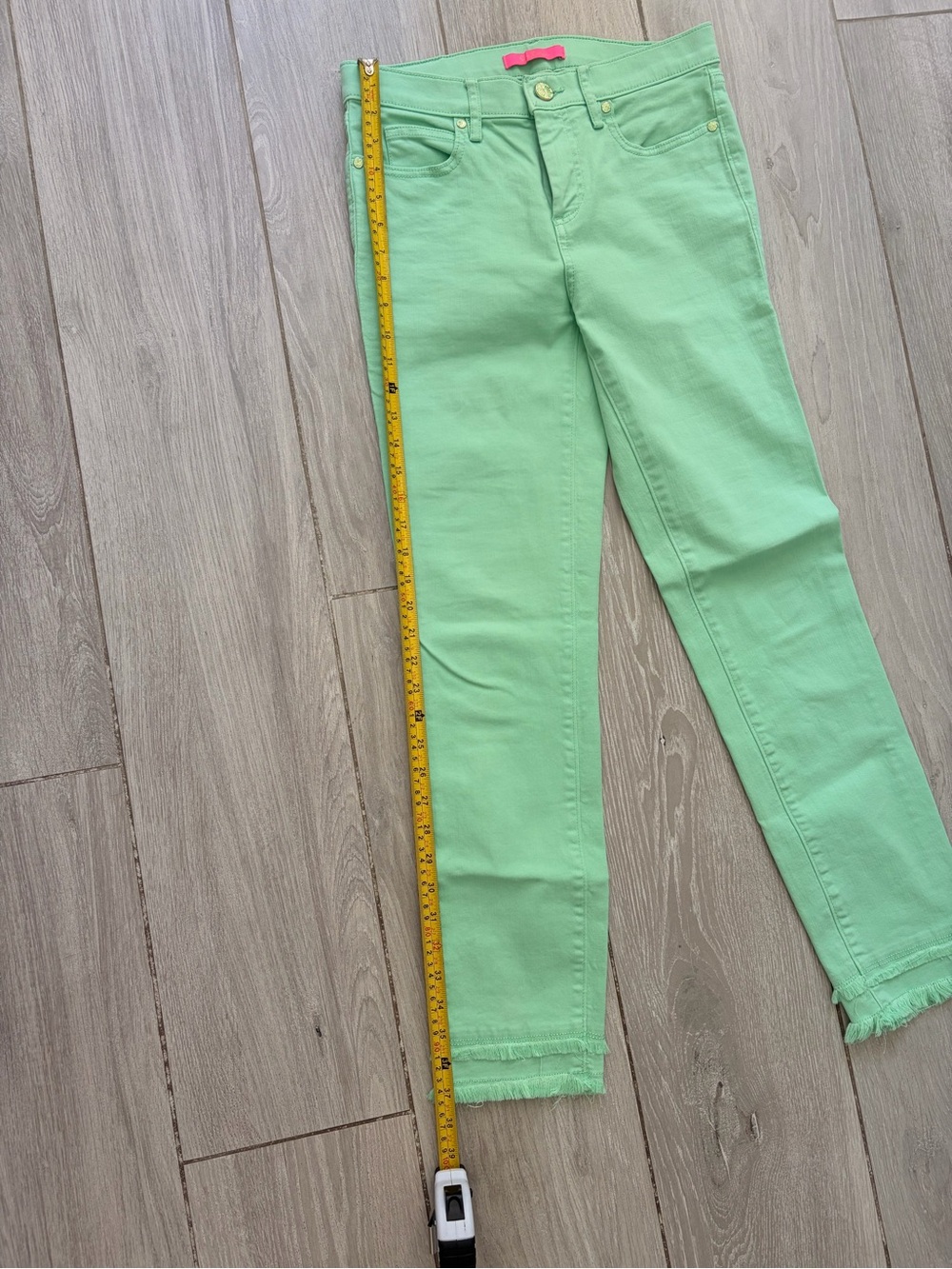 Lilly Pulitzer Mint Green Cropped Frayed-Hem Jeans - Picture 8 of 9